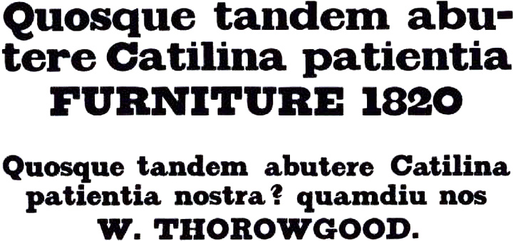 Fat face letterform typographie Didone moderne, un style de caractères extrêmement gras utilisé pour l'affichage au début du XIXe siècle, cours histoire du graphisme par Nathan Rabeau!