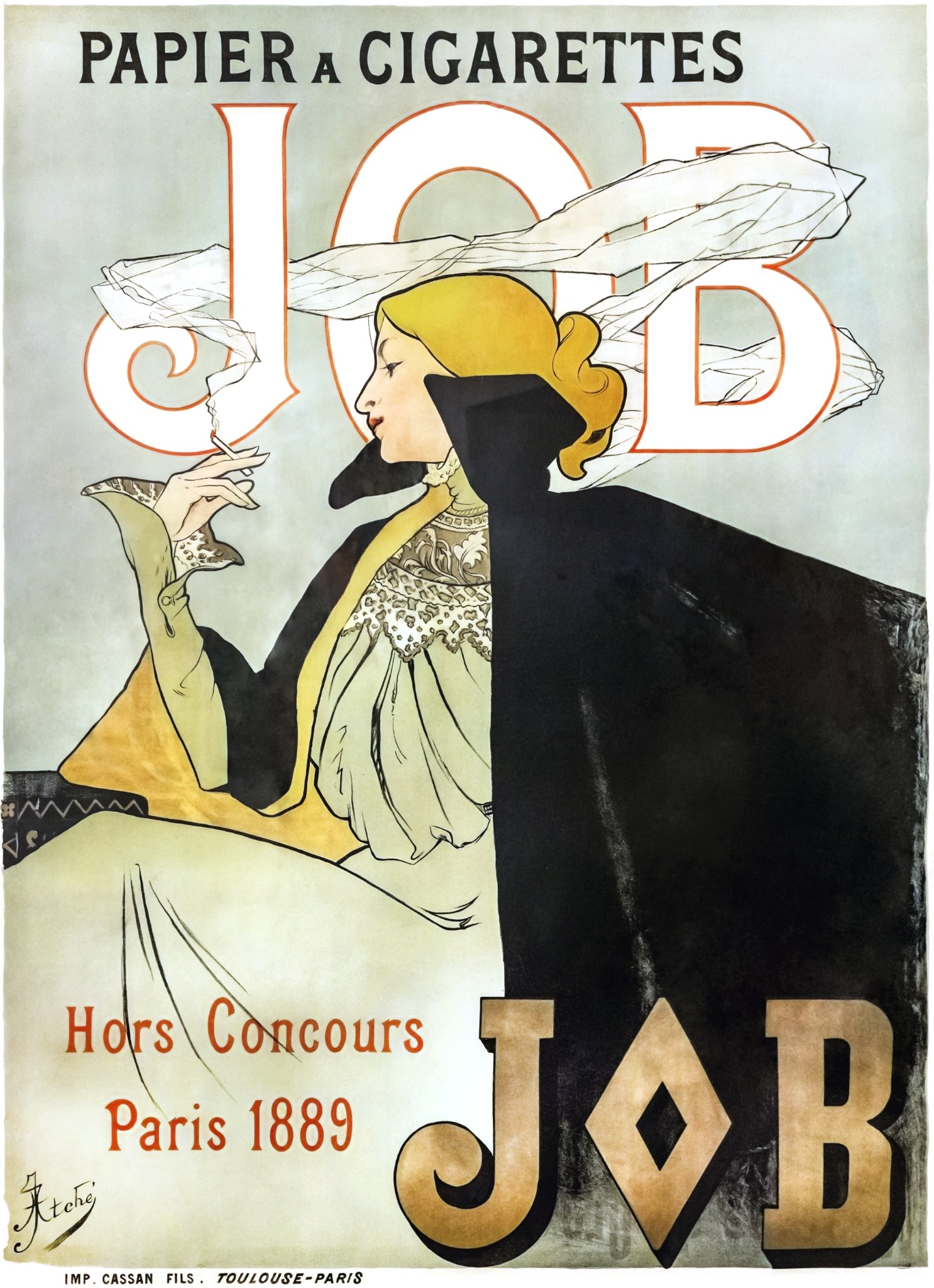 Affiche Gismonda par Alfons Mucha, représentant Sarah Bernhardt en 1894, une icône Art Nouveau avec détails byzantins et éléments stylisés, cours histoire du graphisme par Nathan Rabeau!